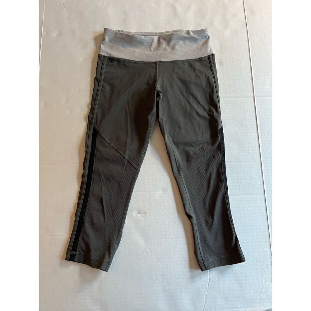 Lululemon Run Inspire Crop Leggings Gray Rouched Bottoms Size 4
